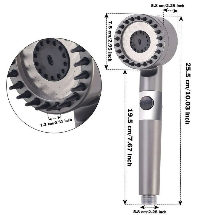 Junips | High-pressure massage shower head - Handheld shower with 3 spray types and filters