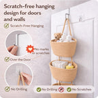 Woven cotton 3-Tier Over the Door Basket