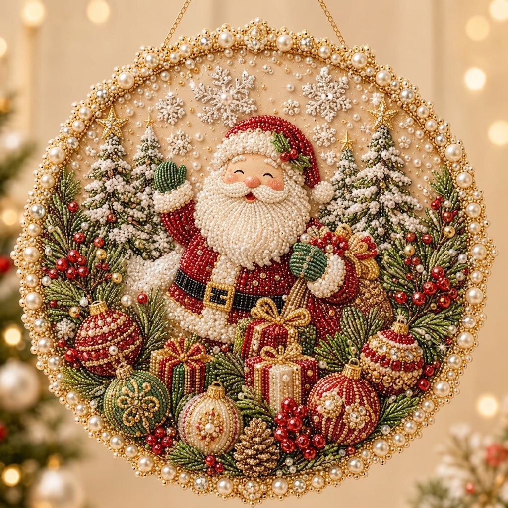 Christmas Pearl Art Hanging Wreath Kit