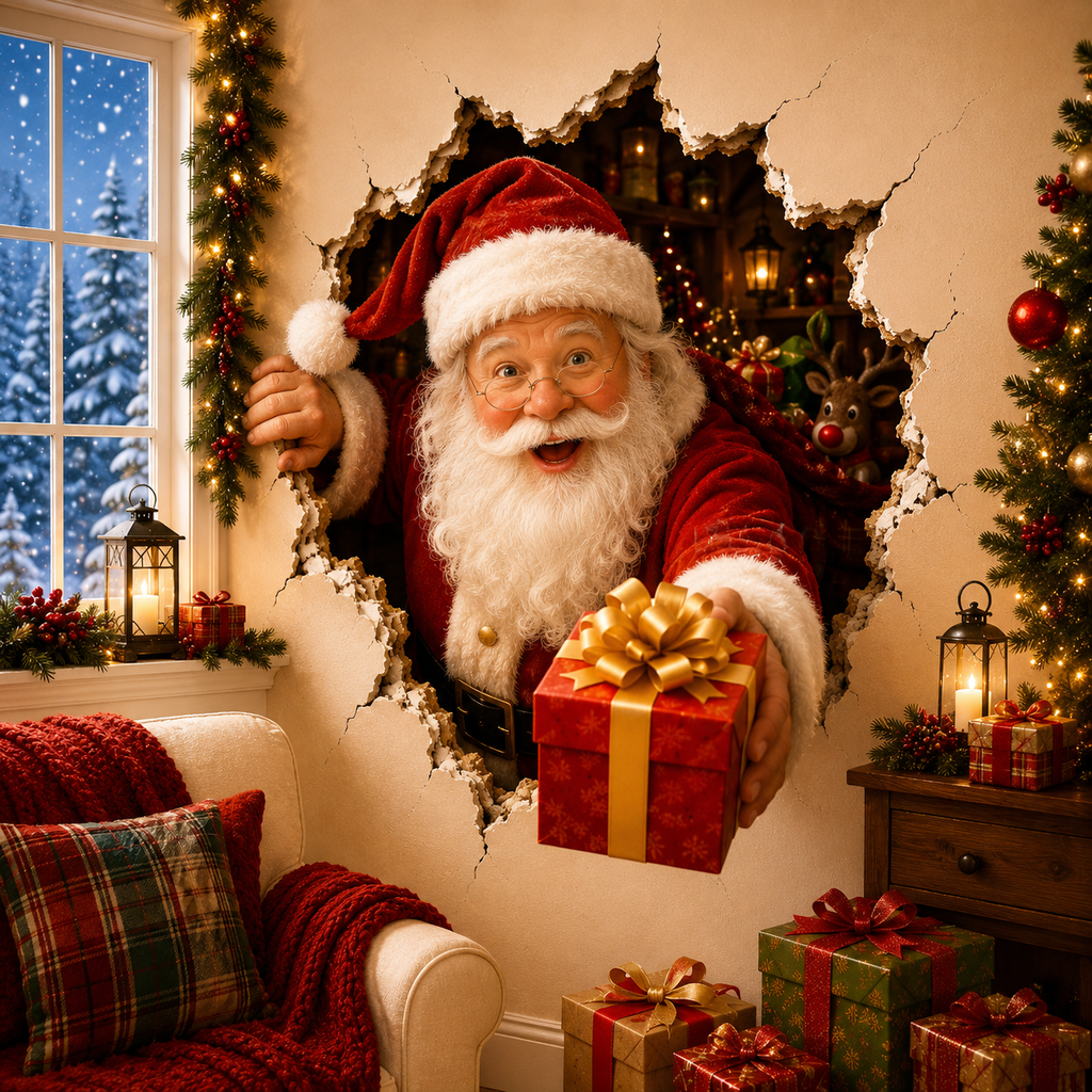 19.7'' Christmas Break-In 3D Wall Decal