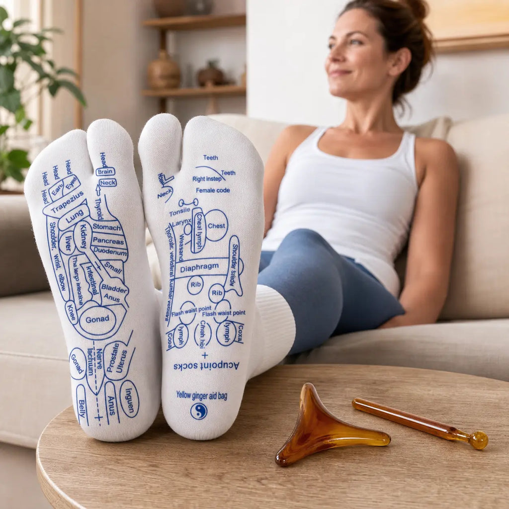 Reflexology Chart Socks with Foot Roller Stick & Acupressure Pen