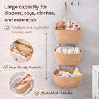Woven cotton 3-Tier Over the Door Basket