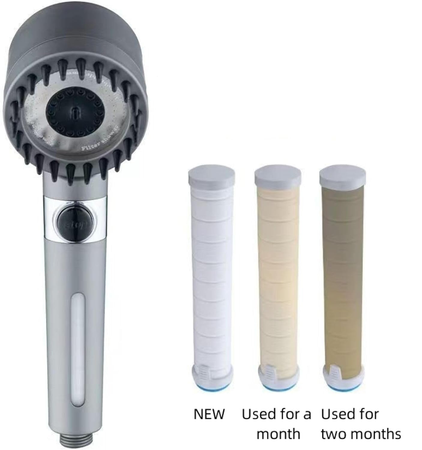 Junips | High-pressure massage shower head - Handheld shower with 3 spray types and filters