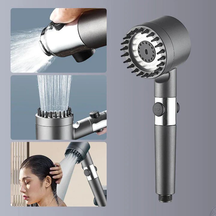 Junips | High-pressure massage shower head - Handheld shower with 3 spray types and filters