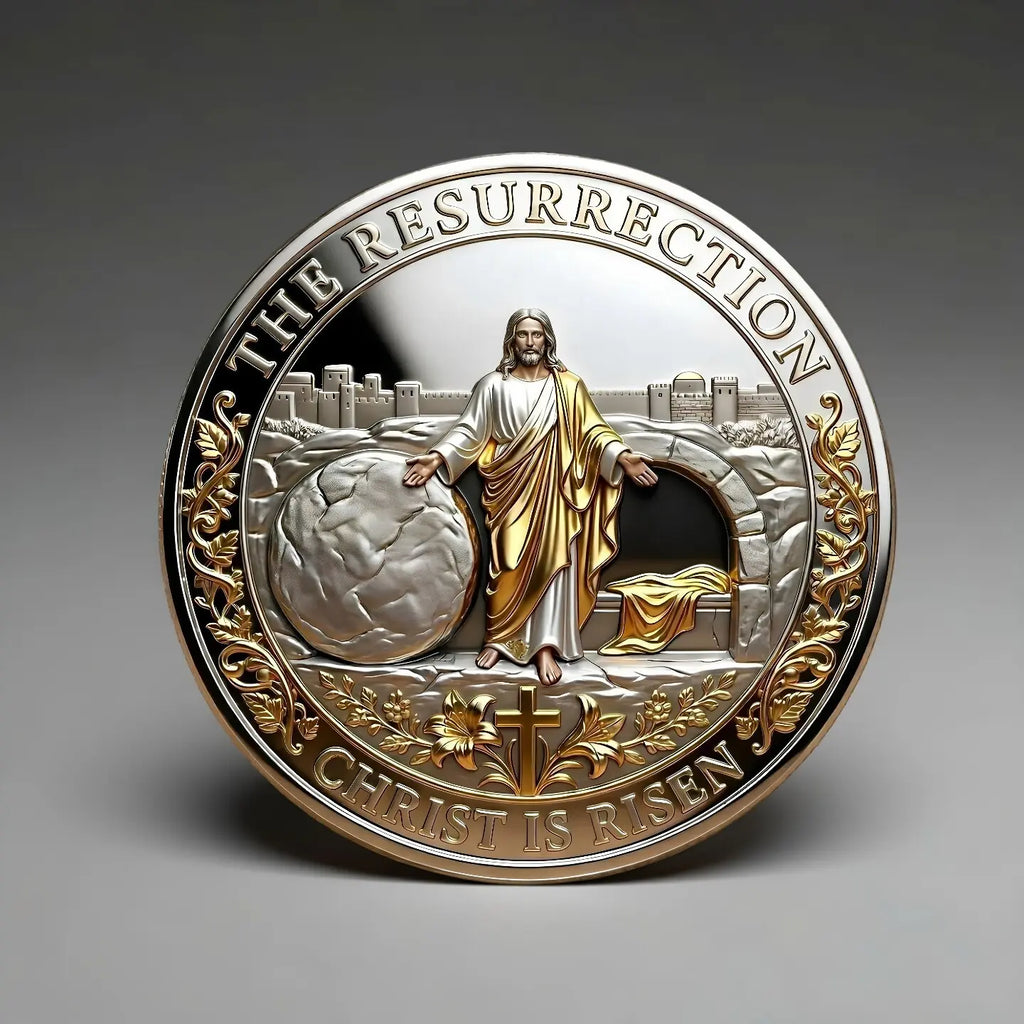 The Crucifixion & Resurrection Easter Coin | He Is Risen Religious Gift