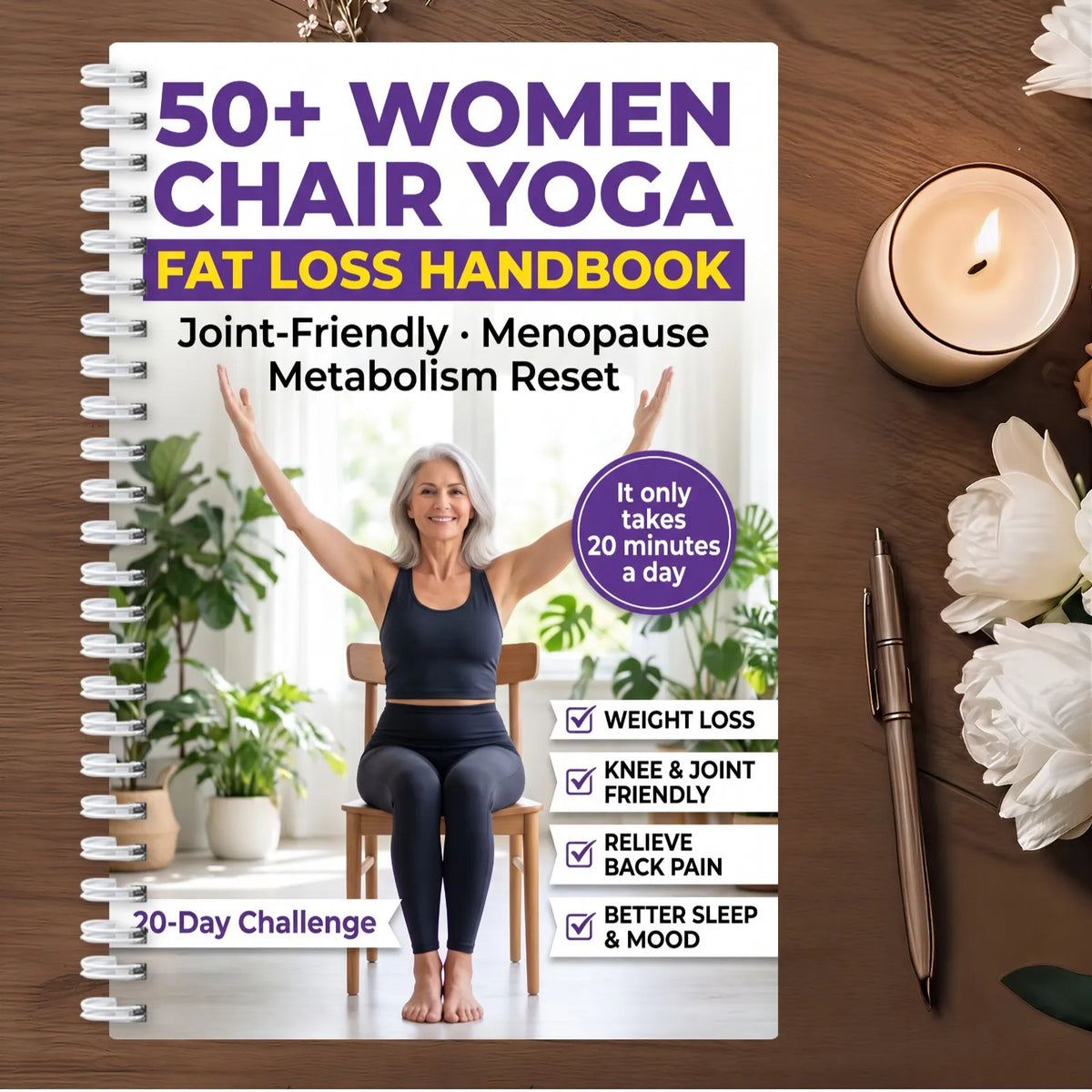 Chair Yoga Book for Senior Women, Gentle Seated Guide