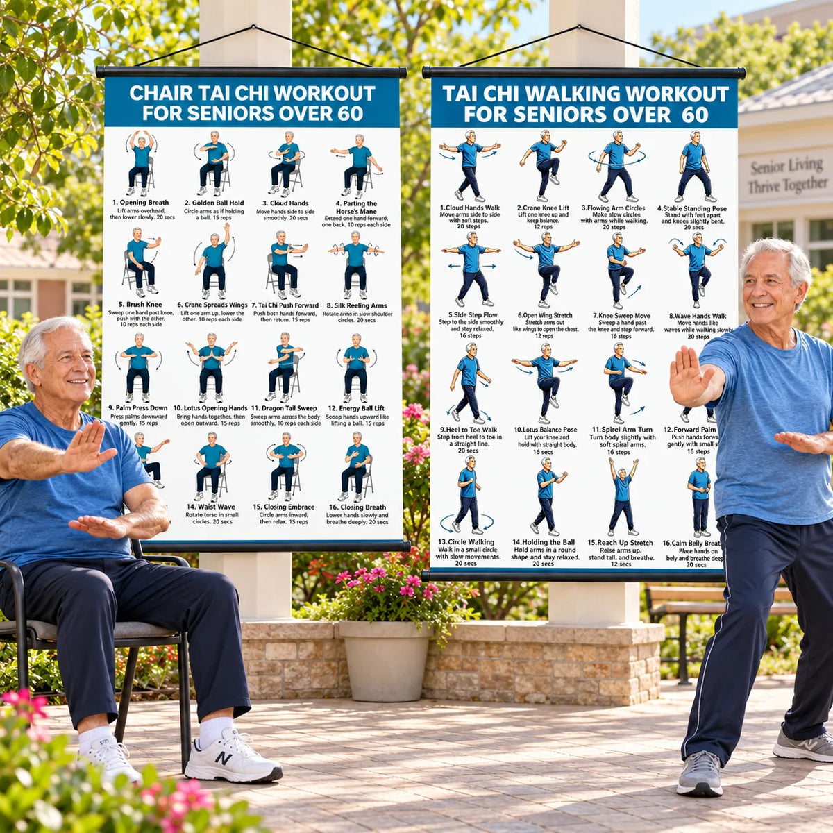 Gentle Tai Chi for Seniors: Seated & Standing Exercises——(16 x 24 inches)