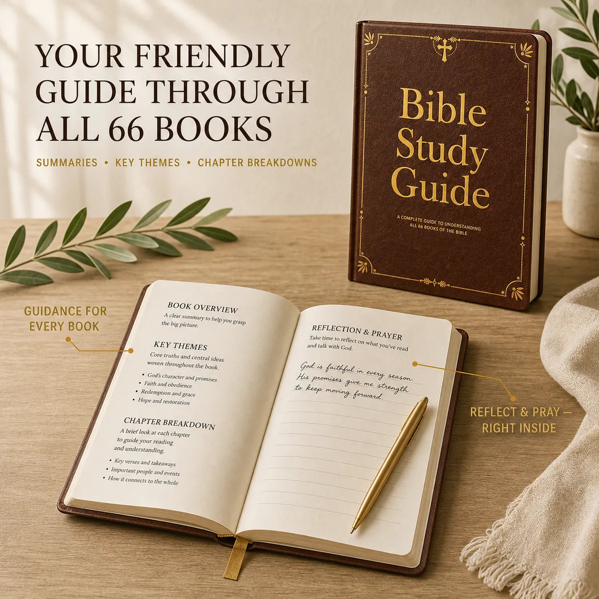 Bible Study Guide & Reflection Journal - All 66 Books, Large Print