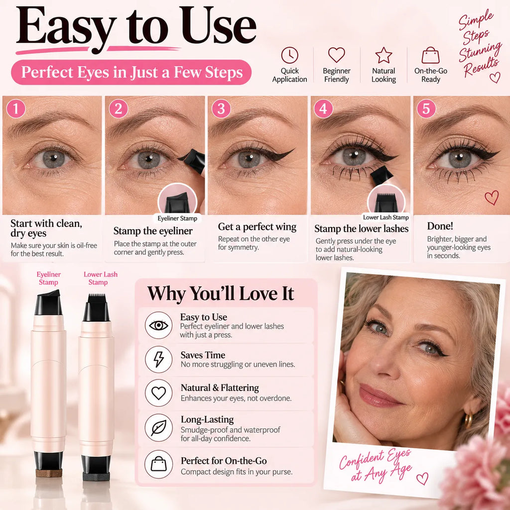 Winged Eyeliner Stamp — Symmetrical Cat Eyes in One Press.