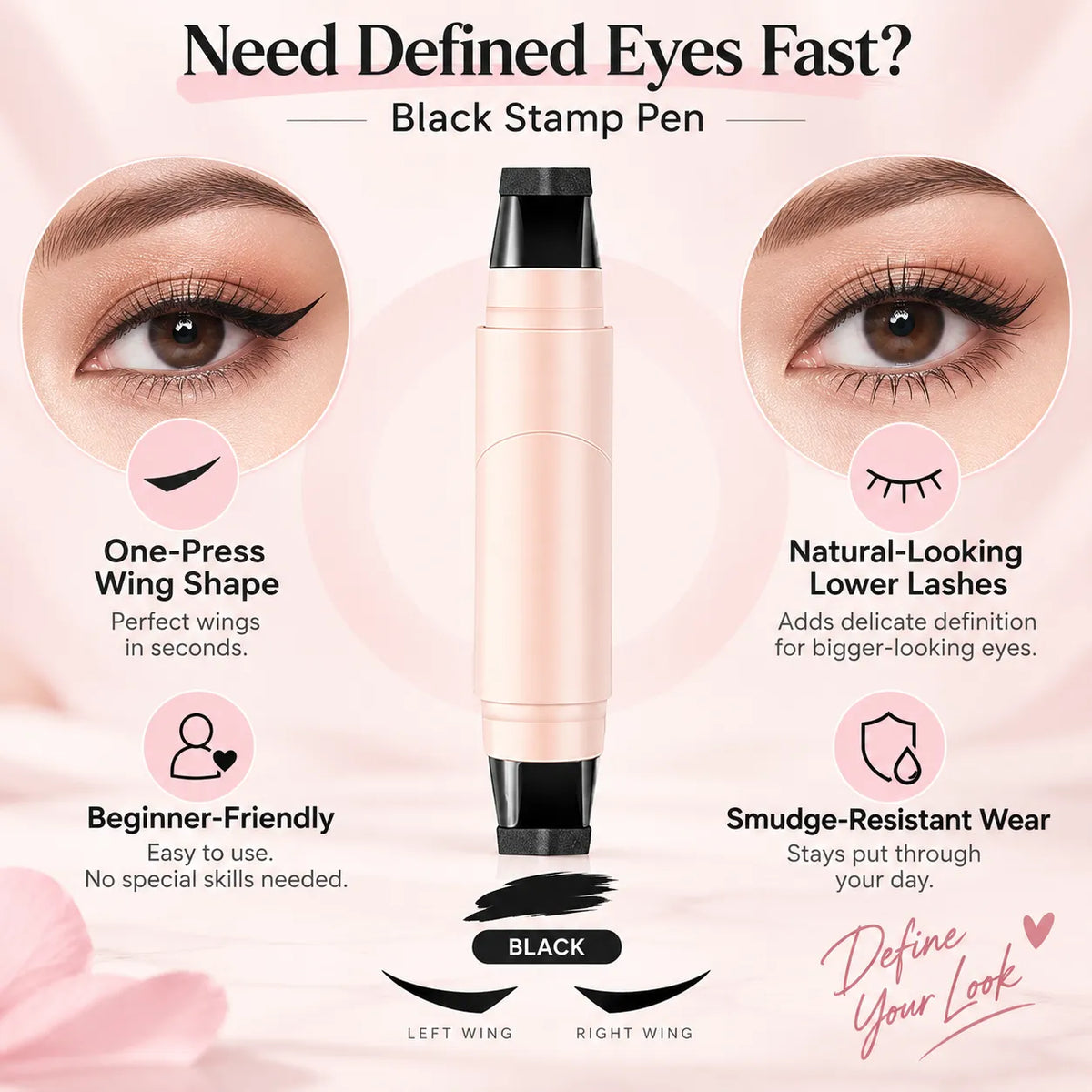 Winged Eyeliner Stamp — Symmetrical Cat Eyes in One Press.