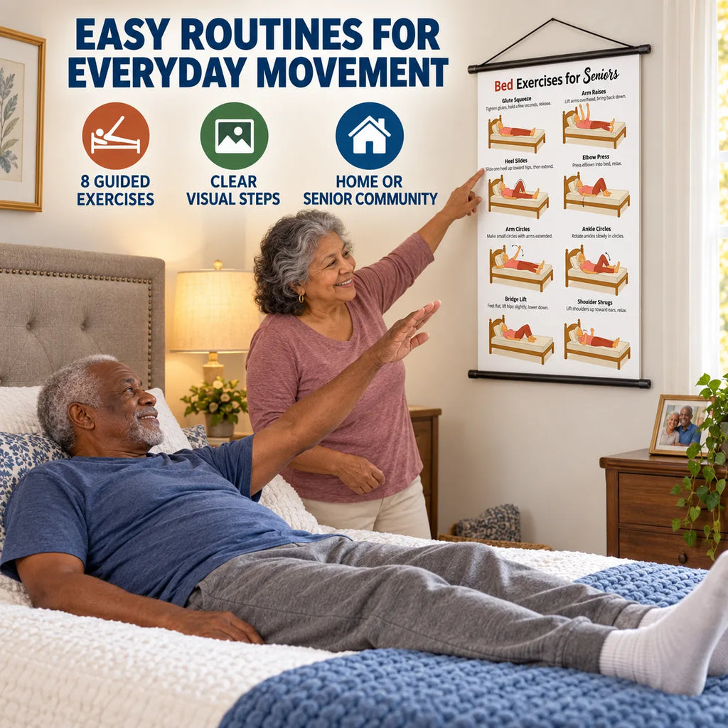 Wall Chart of Bed Exercises for Seniors (16 x 24 inches)