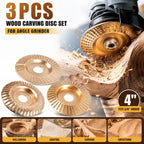3PCS Tungsten Carbide Wood Carving Disc Set for Angle Grinders（Flat, curved, and inclined surfaces）