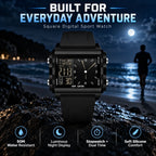 Water-Resistant Transparent Digital Watch – 50M, luminous display & hybrid design