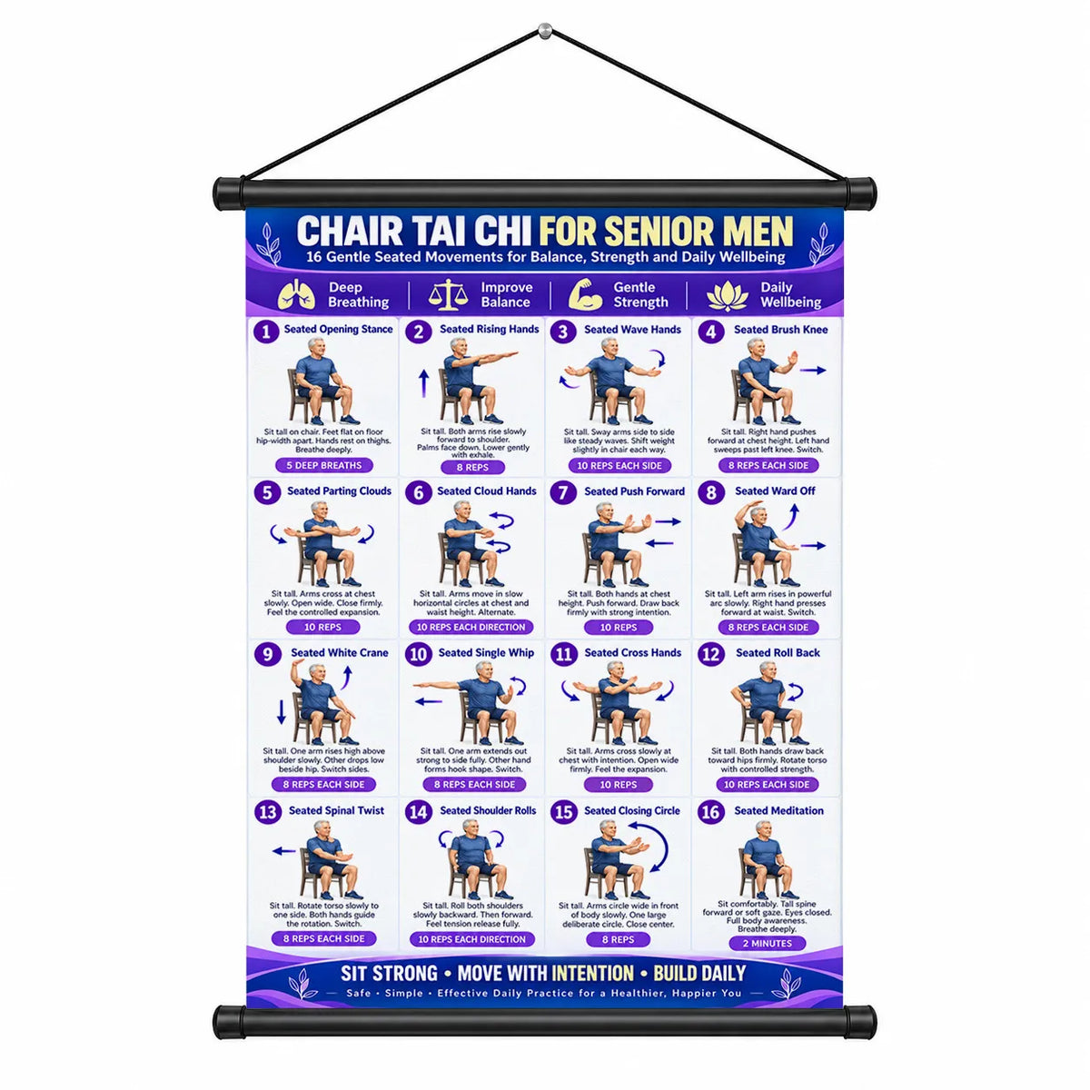 Chair Exercise Wall Chart for Seniors —(16 x 24 inches)
