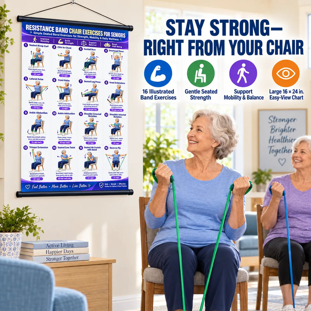 Chair Exercise Wall Chart for Seniors —(16 x 24 inches)