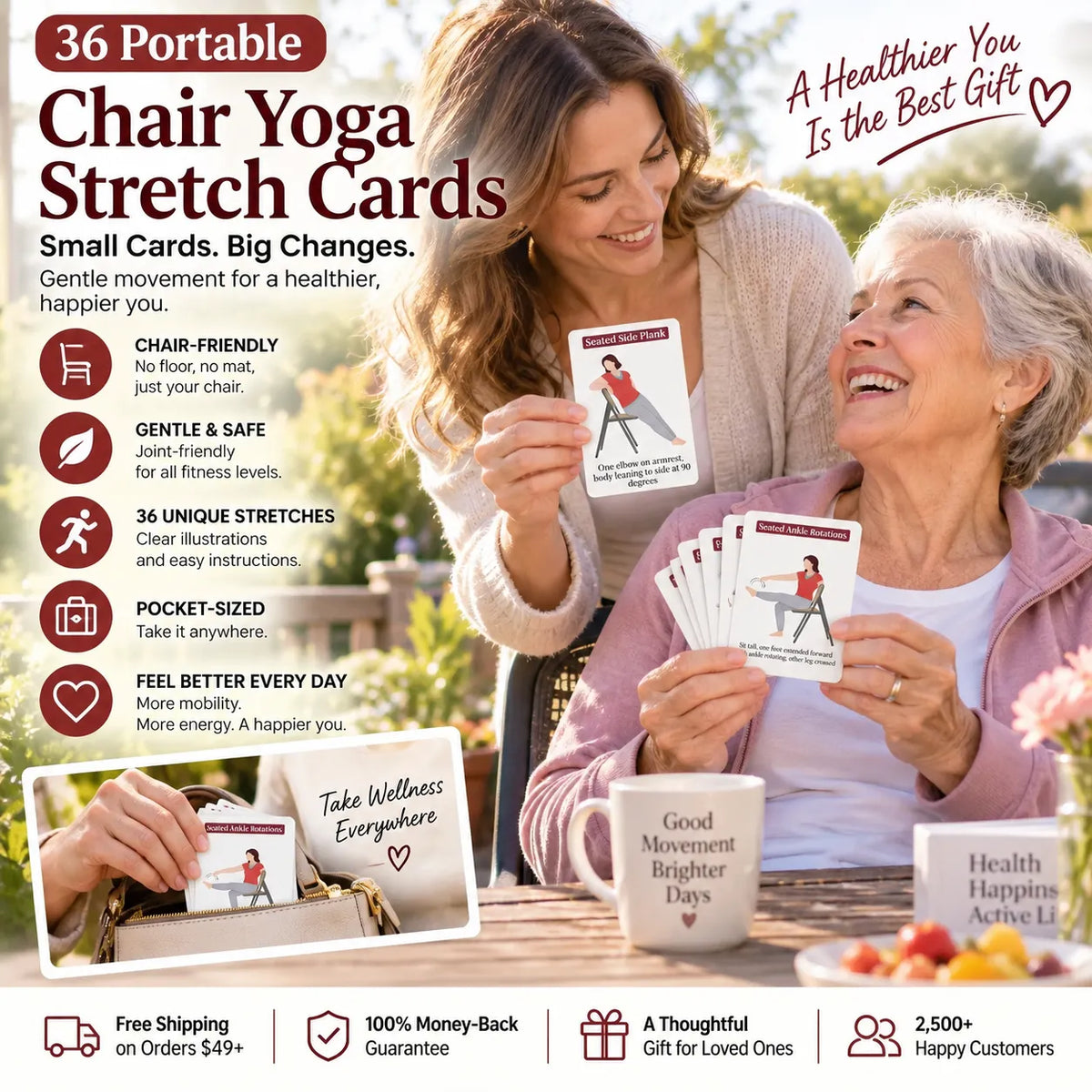 36 Portable Chair Yoga Stretch Cards