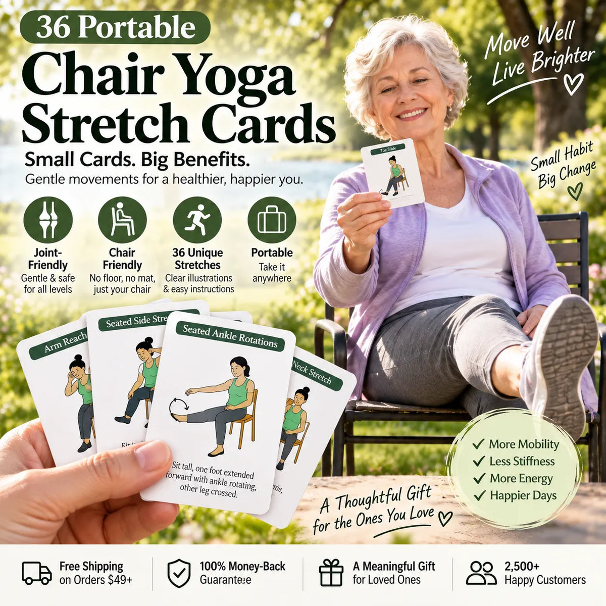 36 Portable Chair Yoga Stretch Cards