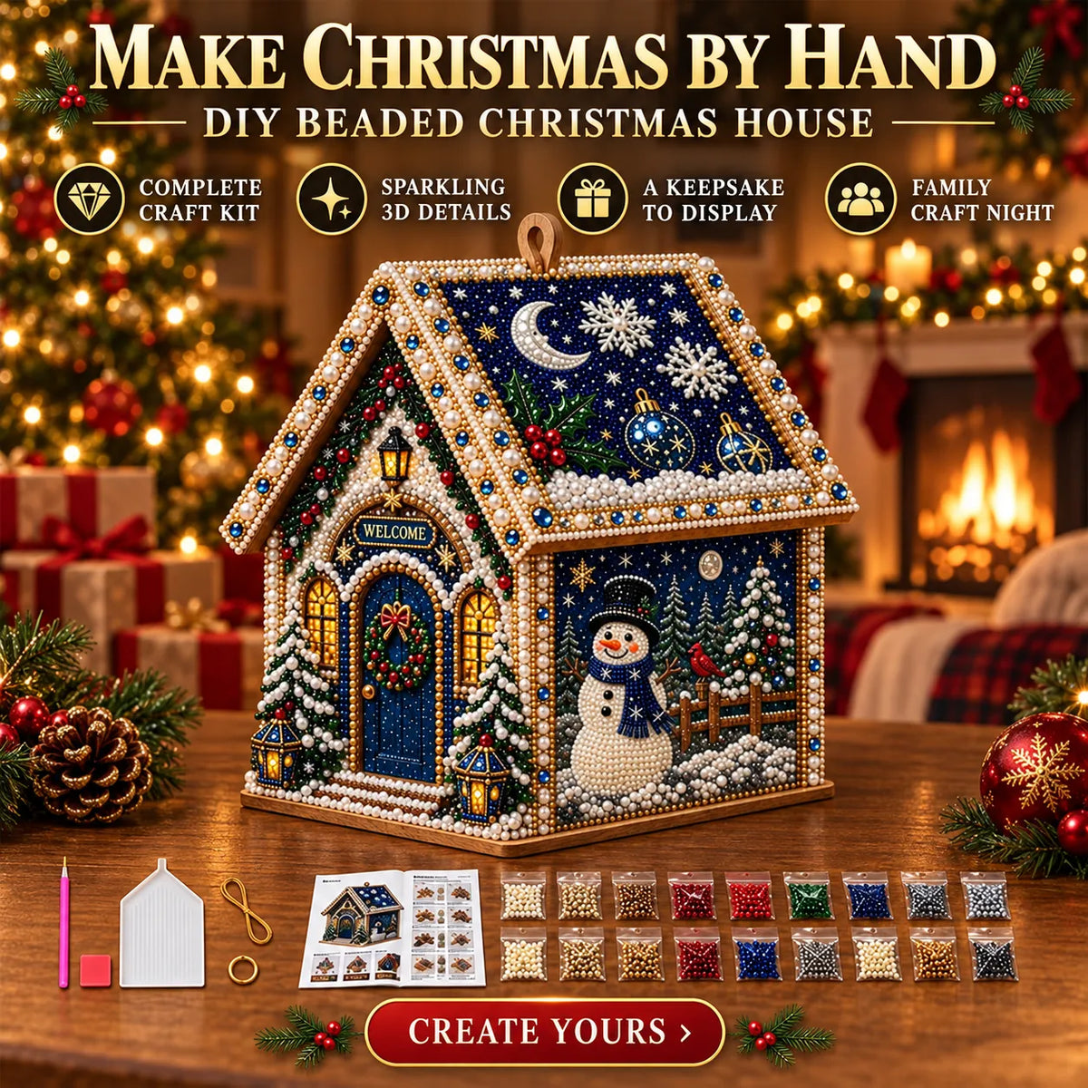 Christmas Diamond Painting Wooden House Kit