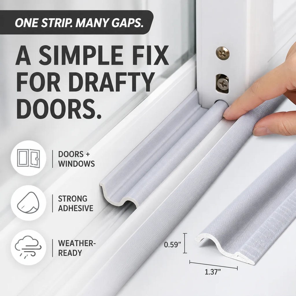 Self-Adhesive Weather Seal Strip, 5m Foam Door & Window Draft Stopper