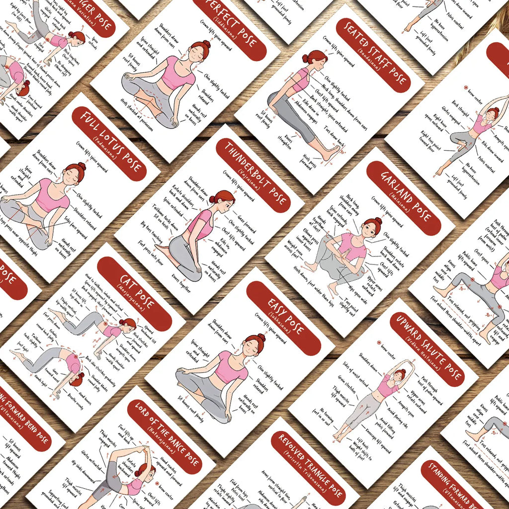 Yoga Basics Flash Card Deck, 40 Illustrated Beginner Movement Cards