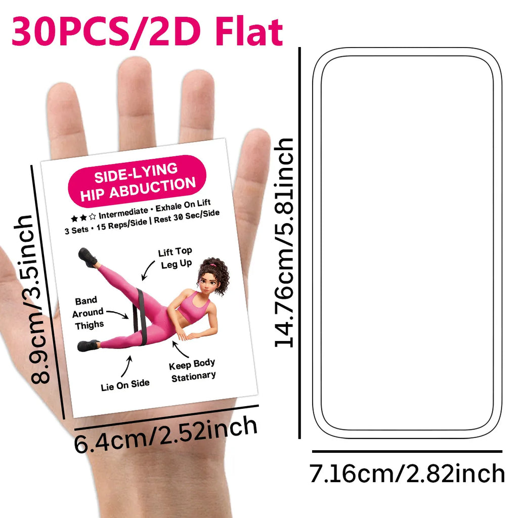 Resistance Band Workout Card Deck, 30 Illustrated Exercise Cards