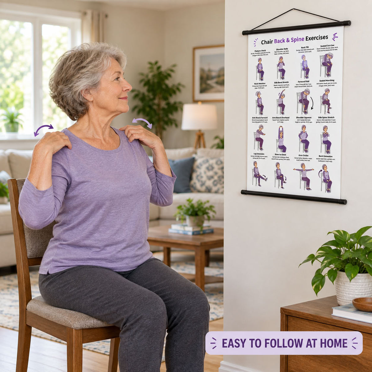 Chair Back & Spine Exercises for Seniors Chart(16 x 24 inches)