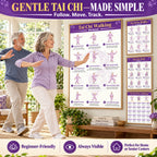 4 Illustrated Tai Chi Exercise Poster Set for Seniors —(11.8x8.3 inches)