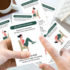 Chair Yoga Stretch Card Deck, 20 Portable Seated Movement Cards