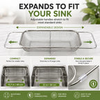 Stainless Steel Over-the-Sink Expandable Strainer Basket with Chopstick Holder