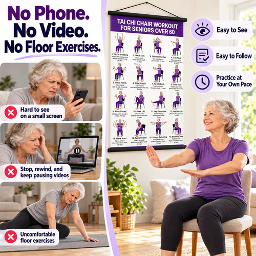 Tai chi chair workout chart for seniors (16 x 24 inches)-Seated & Standing Exercises