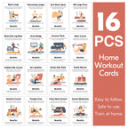 Home Workout Card Deck, 16 No-Equipment Movement Cards