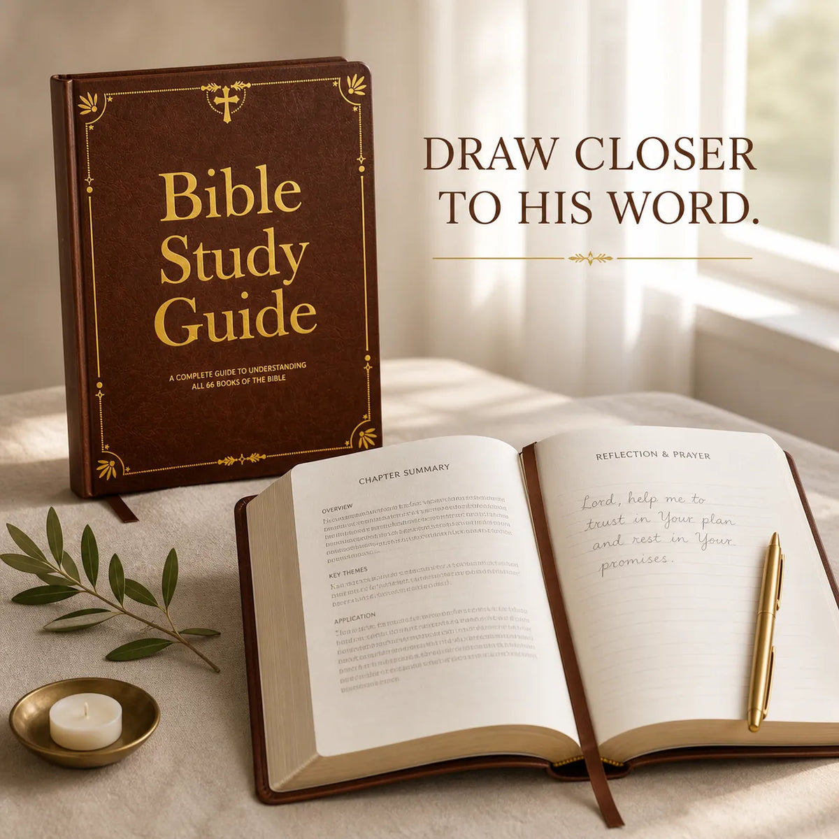 Bible Study Guide & Reflection Journal - All 66 Books, Large Print