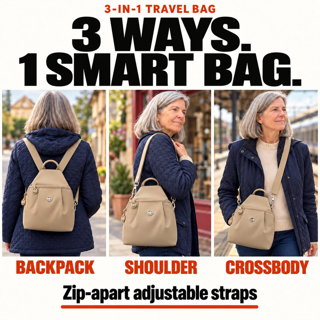 3-in-1 Anti-Theft Travel Tote Bag – Waterproof, Lightweight & Organized🎒