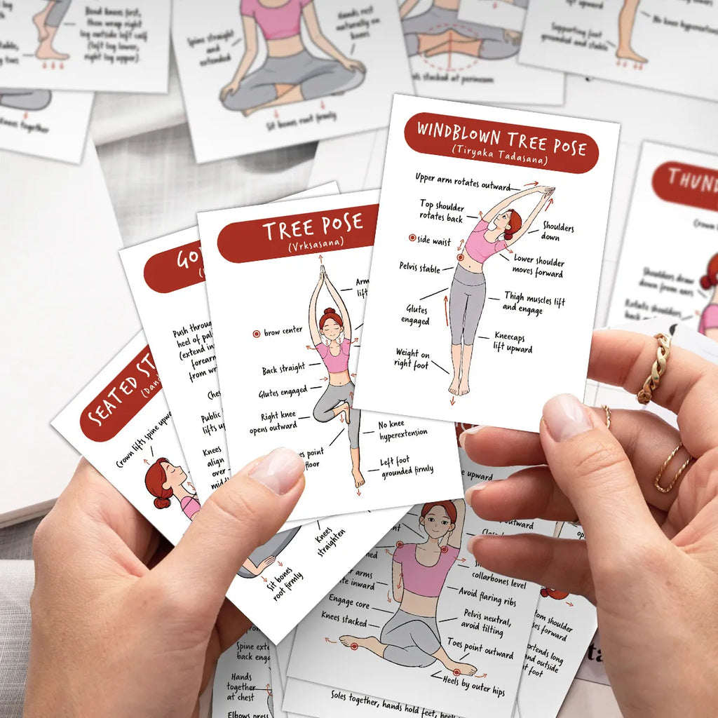 Yoga Basics Flash Card Deck, 40 Illustrated Beginner Movement Cards