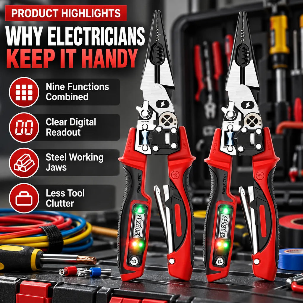 9-in-1 Multi-Functional Digital Display Electrician’s Pliers