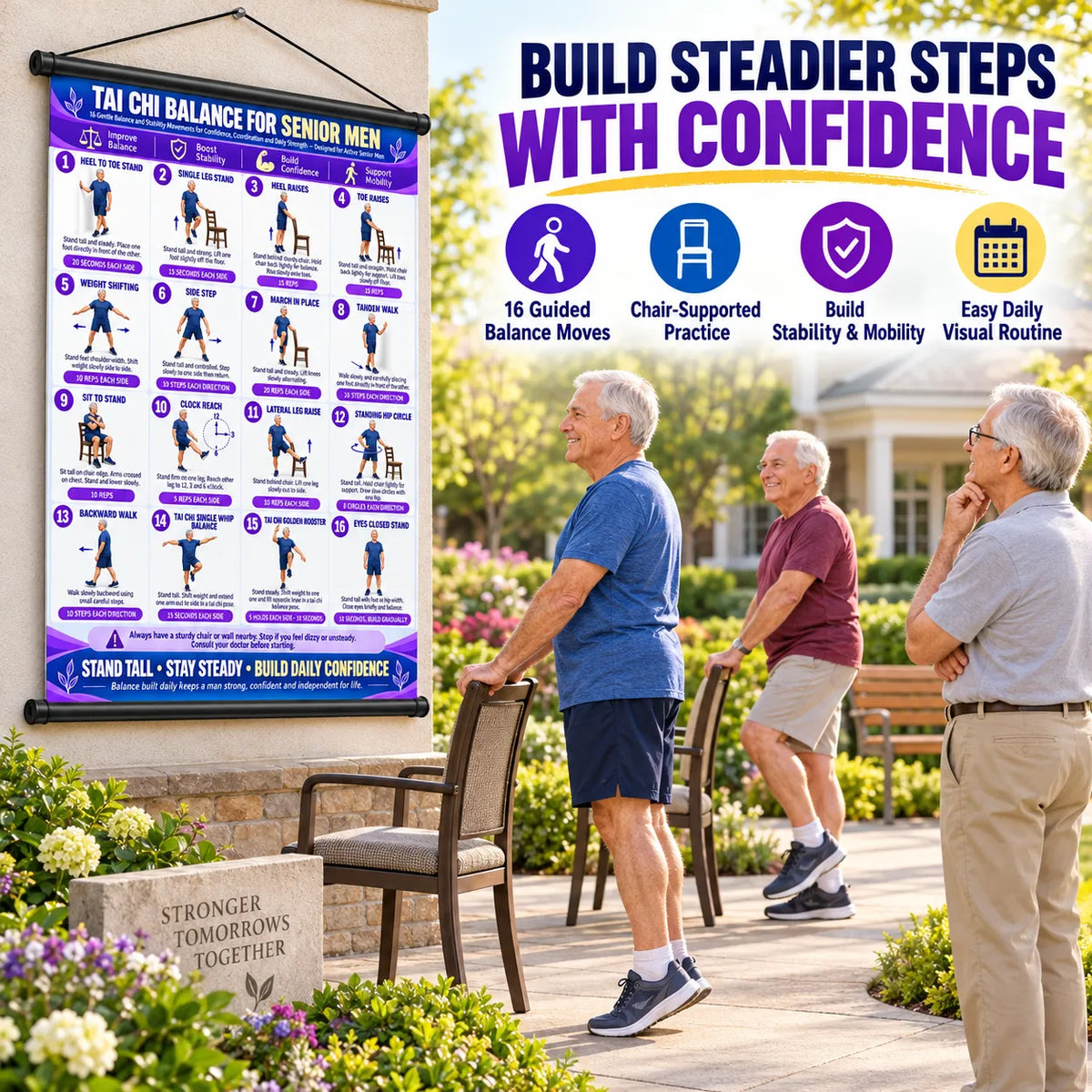 Chair Exercise Wall Chart for Seniors —(16 x 24 inches)