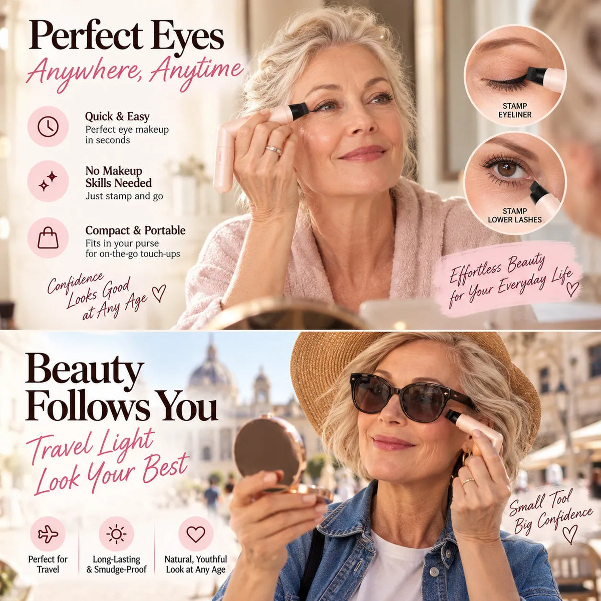 Winged Eyeliner Stamp — Symmetrical Cat Eyes in One Press.