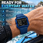 Water-Resistant Transparent Digital Watch – 50M, luminous display & hybrid design