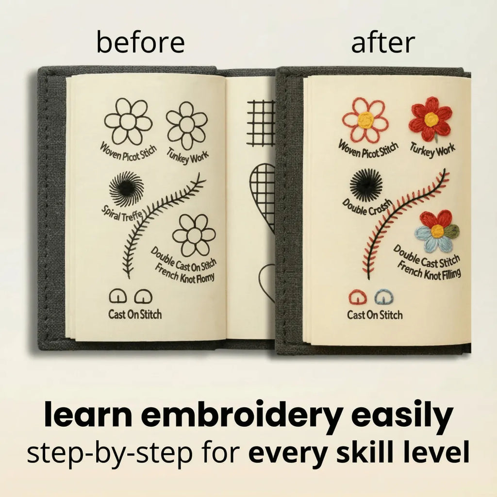 DIY Embroidery Stitch Book Tool Kit, 86 Pieces with Magnifier & Large Stitch Guide