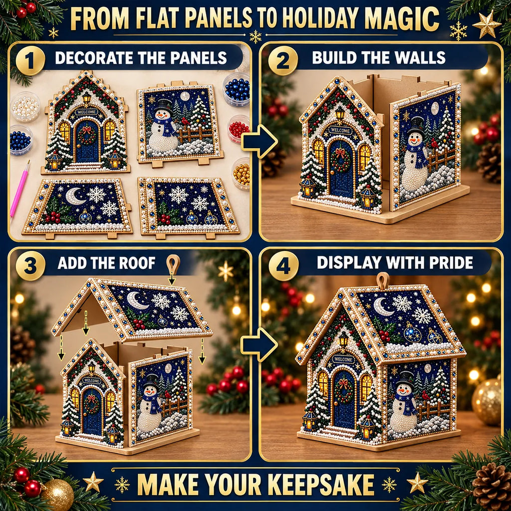 Christmas Diamond Painting Wooden House Kit