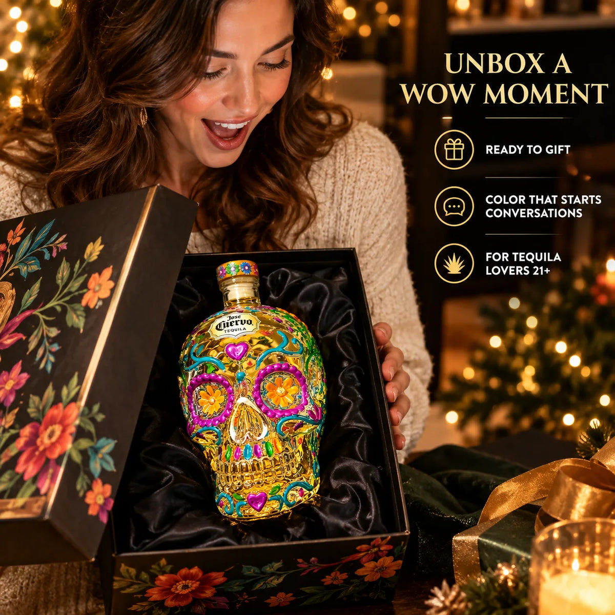 Skull Tequila Bottle – Colorful Collector’s Gift Box🎁