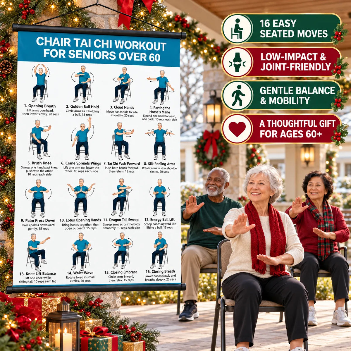 Gentle Tai Chi for Seniors: Seated & Standing Exercises——(16 x 24 inches)