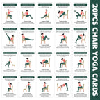 Chair Yoga Stretch Card Deck, 20 Portable Seated Movement Cards