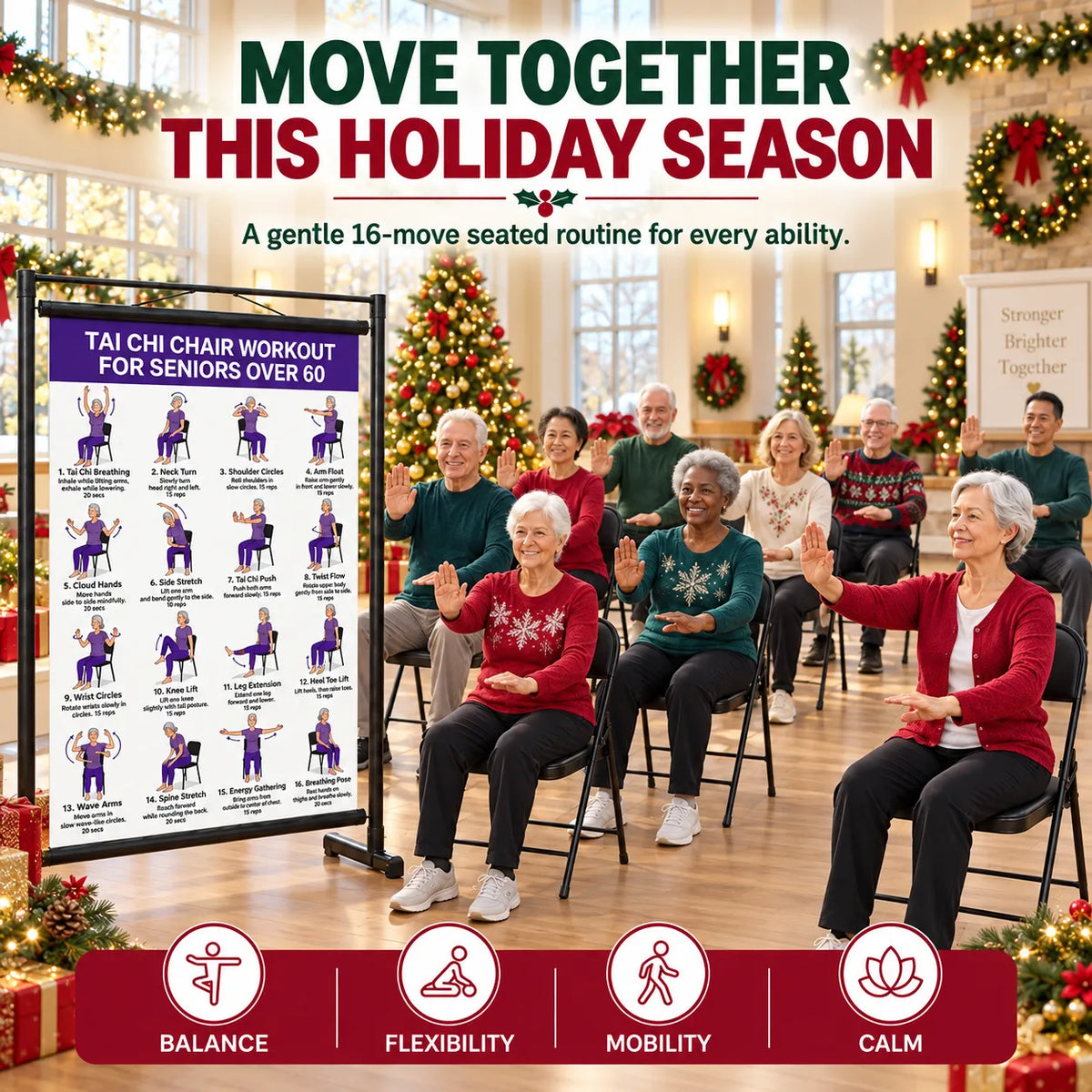 Gentle Tai Chi for Seniors: Seated & Standing Exercises——(16 x 24 inches)