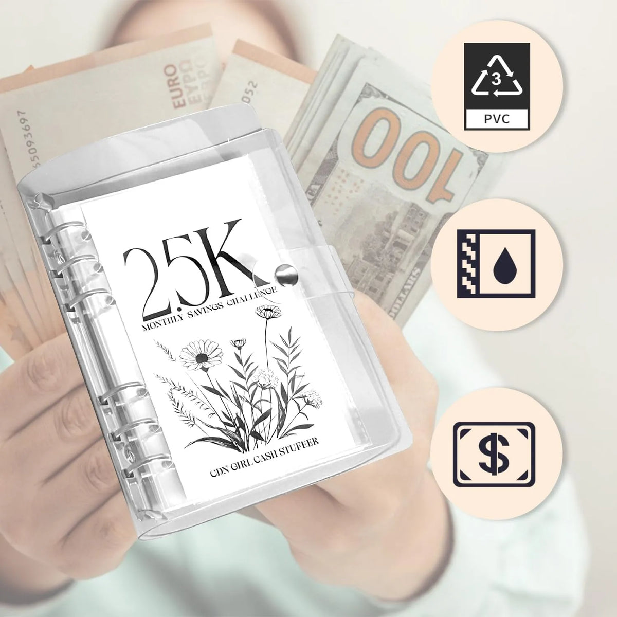 A6 12-Month Money Saving Binder — Cash Envelope Savings Challenge Planner