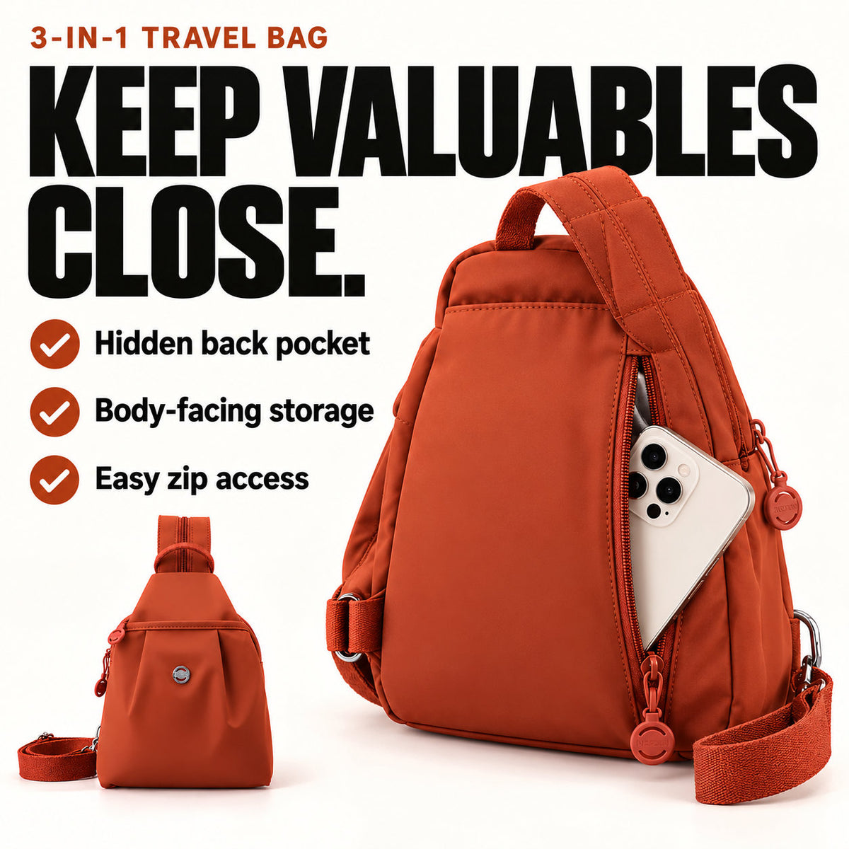 3-in-1 Anti-Theft Travel Tote Bag – Waterproof, Lightweight & Organized🎒