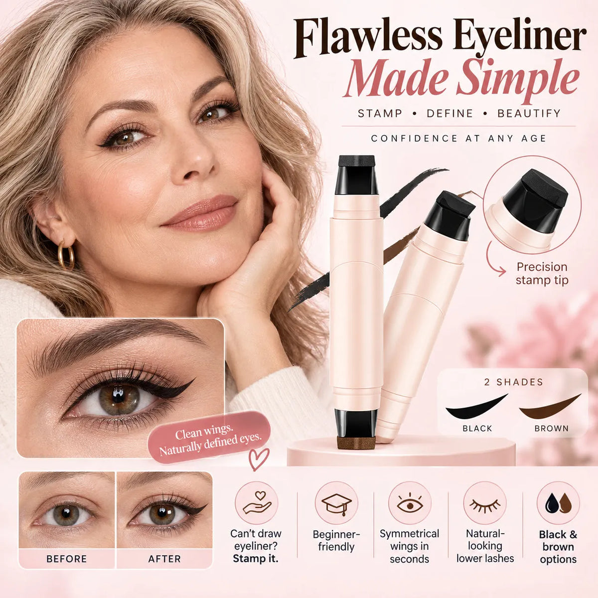 Winged Eyeliner Stamp — Symmetrical Cat Eyes in One Press.