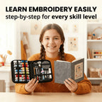 DIY Embroidery Stitch Book Tool Kit, 86 Pieces with Magnifier & Large Stitch Guide