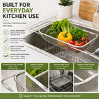 Stainless Steel Over-the-Sink Expandable Strainer Basket with Chopstick Holder