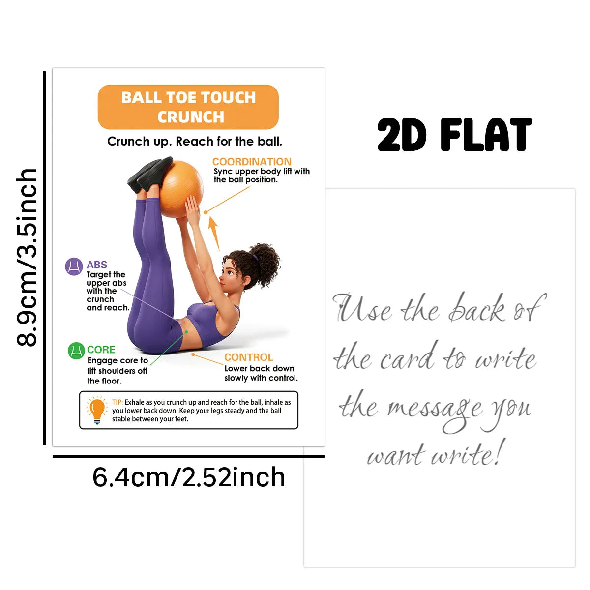 Yoga Ball Exercise Card Deck, 30 Illustrated Movement Cards